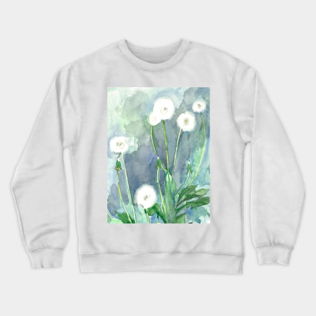 dandelion botanical watercolor Crewneck Sweatshirt by GalleryArtField